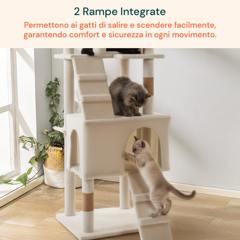 Arbre à Chat 170 cm avec Niche, Griffoirs et Accessoires de Montage