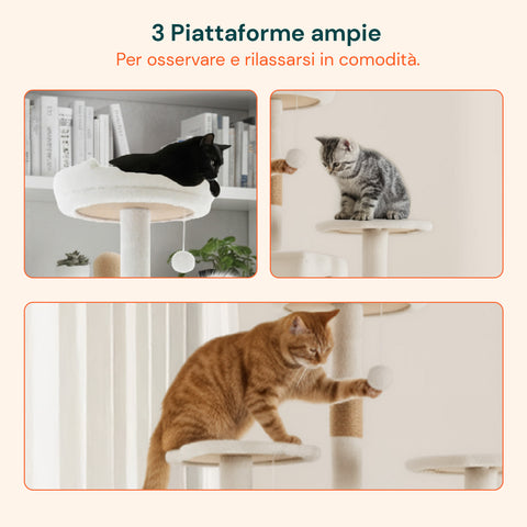 Arbre à Chat 170 cm avec Niche, Griffoirs et Accessoires de Montage