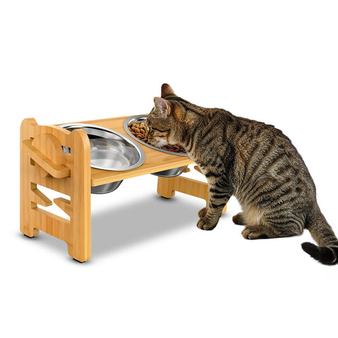 Double bol surélevé réglable de 250ml pour chiens et chats avec 3 hauteurs
