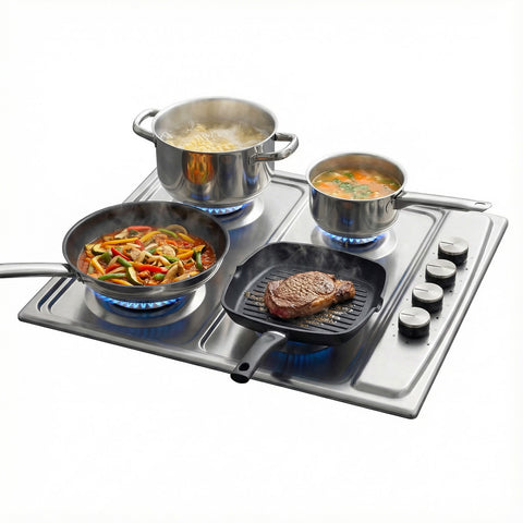 Table de cuisson à gaz 4 feux en acier inoxydable 50x58cm 220-240v