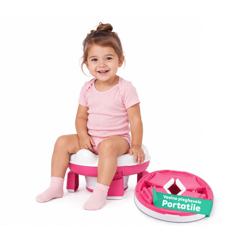 Pot portable pour enfants gris, refermable et pliable, avec 20 sacs hygiéniques - en PP et TPR pour enfants de 1 à 3 ans