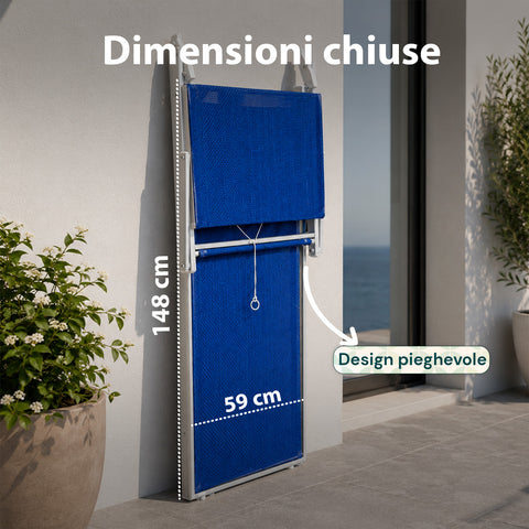 Chaise longue pliable en aluminium et textilène avec pare-soleil 360° – Dossier inclinable et capacité de charge de 150 kg