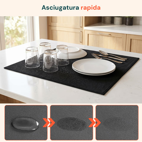 Scolapiatti in Poliestere e Spugna – Set 2 Tappetini Assorbenti per Casa e Cucina