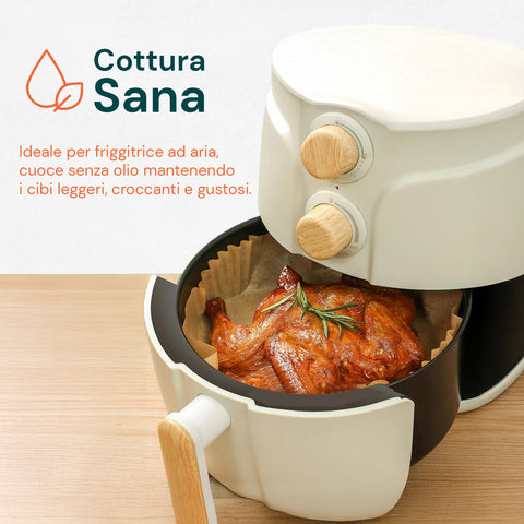 Lot de 100 pièces de papier cuisson pour friteuse à air - Imperméable et résistant à la chaleur