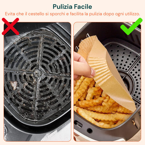 Lot de 100 pièces de papier cuisson pour friteuse à air - Imperméable et résistant à la chaleur