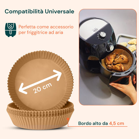 Lot de 100 pièces de papier cuisson pour friteuse à air - Imperméable et résistant à la chaleur