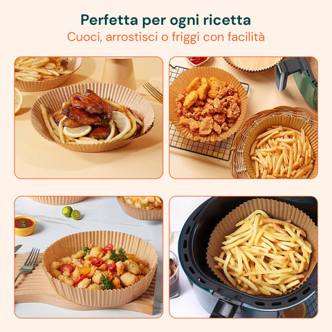Lot de 100 pièces de papier cuisson pour friteuse à air - Imperméable et résistant à la chaleur