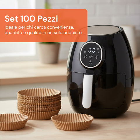 Lot de 100 pièces de papier cuisson pour friteuse à air - Imperméable et résistant à la chaleur