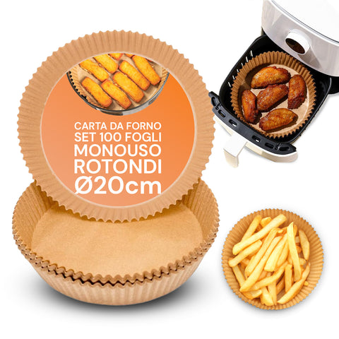 Lot de 100 pièces de papier cuisson pour friteuse à air - Imperméable et résistant à la chaleur
