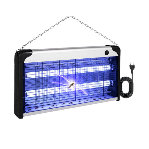 Lampe anti-insectes électrique 30 W, couverture de 60 m² avec bac amovible, grille anti-moustiques UV LED 8700 h, câble de 1 m et chaîne de fixation