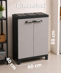 Armadio per Raccolta Differenziata in Plastica con 3 Scomparti e Doppia Anta