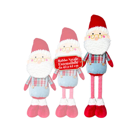 Père Noël extensible de 62 cm en tissu avec jambes allongeables - décoration de Noël