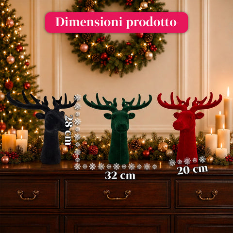 Decoratief hertenkopbeeld met fluweeleffect 32x20x28h cm | Modern design-sierobject in 6 kleuren voor thuis, kantoor en winkel