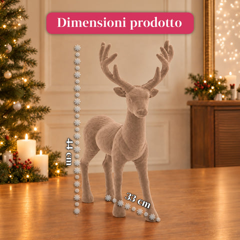 Decoratief rendier 33x44h cm met fluweeleffect, modern designbeeldje voor huis, kantoor en etalages, kerstdecoratie, 6 kleurvarianten