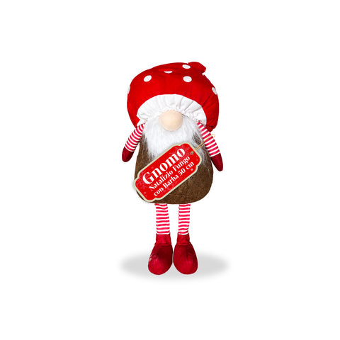Gnome de Noël champignon avec barbe de 50 cm, ornement décoratif de Noël