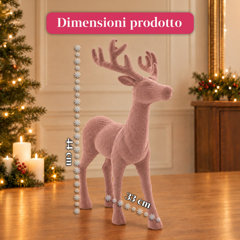 Decoratief rendier 33x44h cm met fluweeleffect, modern designbeeldje voor huis, kantoor en etalages, kerstdecoratie, 6 kleurvarianten