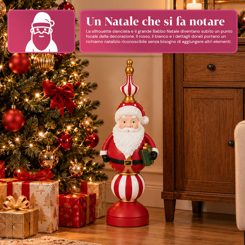 Kerstbeeldje van 76 cm van hars, decoratie van de kerstman en de notenkraker-soldaat, wit of rood