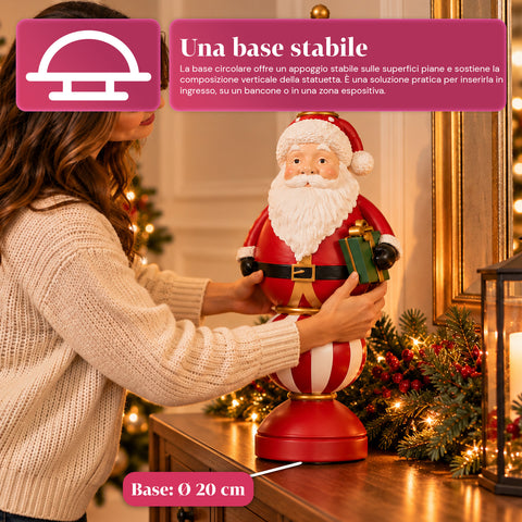 Kerstbeeldje van 76 cm van hars, decoratie van de kerstman en de notenkraker-soldaat, wit of rood