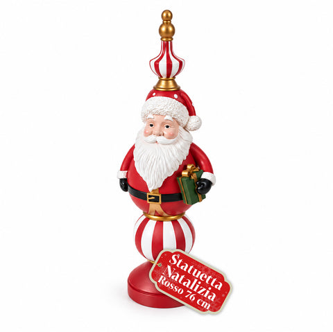 Statuetta Natalizia 76 cm in Resina – Babbo Natale e Soldatino Schiaccianoci