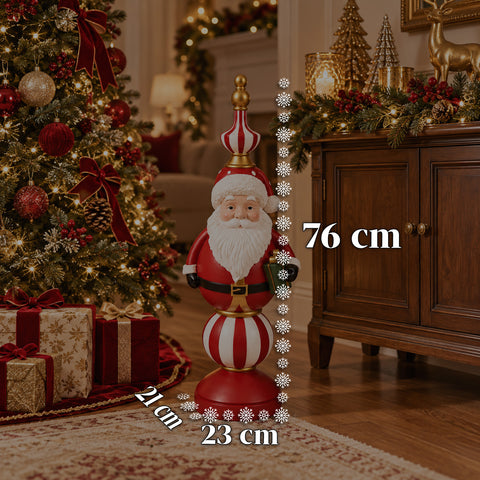 Kerstbeeldje van 76 cm van hars, decoratie van de kerstman en de notenkraker-soldaat, wit of rood