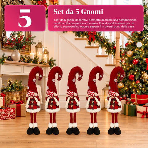Decoratieve kerstdwerg van zachte stof, kerstdecoratie voor op tafel met lange muts en sneeuwvlokken, verkrijgbaar in 35 en 50 cm