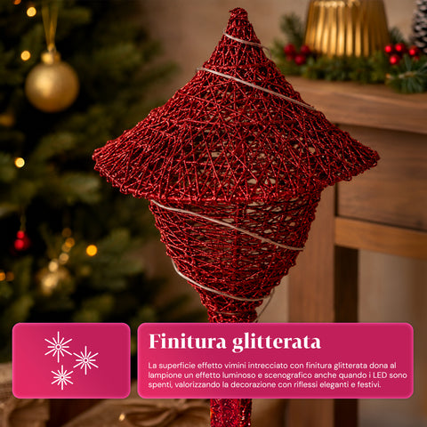 Lampadaire décoratif de Noël de 90 cm pailleté avec lumières LED - 3 couleurs