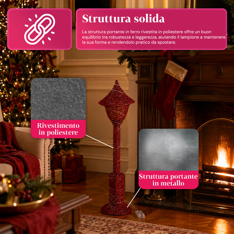 Lampadaire décoratif de Noël de 90 cm pailleté avec lumières LED - 3 couleurs
