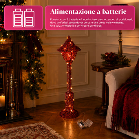 Lampadaire décoratif de Noël de 90 cm pailleté avec lumières LED - 3 couleurs