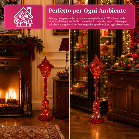 Lampadaire décoratif de Noël de 90 cm pailleté avec lumières LED - 3 couleurs