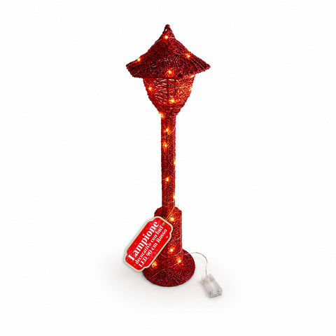 Lampadaire décoratif de Noël de 90 cm pailleté avec lumières LED - 3 couleurs