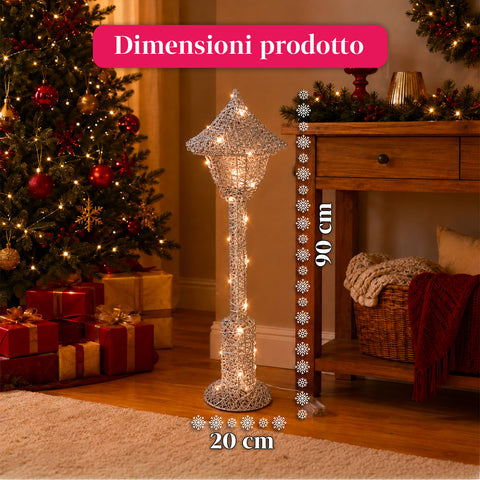 Lampadaire décoratif de Noël de 90 cm pailleté avec lumières LED - 3 couleurs