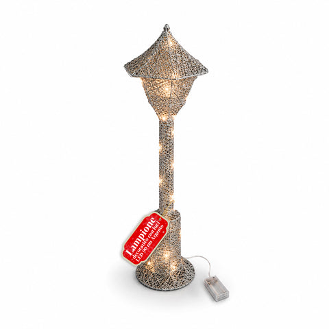 Lampadaire décoratif de Noël de 90 cm pailleté avec lumières LED - 3 couleurs
