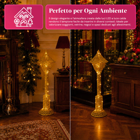 Lampadaire décoratif de Noël de 90 cm pailleté avec lumières LED - 3 couleurs