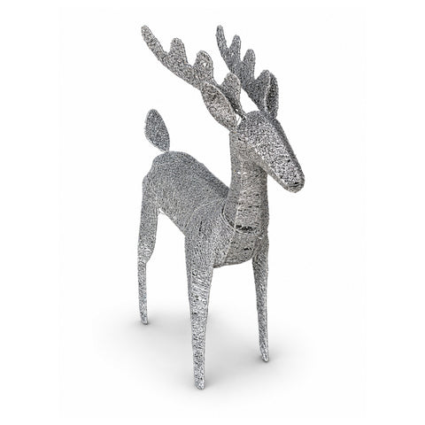 Verlicht rendier van 90 cm met glitter en warmwit ledlicht | Kerstdecoratie van vlechtwerk – 2 afwerkingen, 3 kleuren