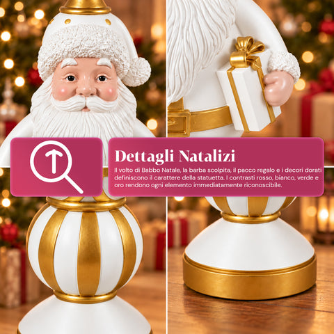 Kerstbeeldje van 76 cm van hars, decoratie van de kerstman en de notenkraker-soldaat, wit of rood
