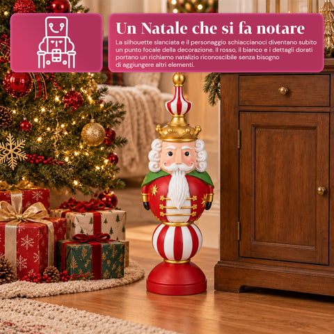 Kerstbeeldje van 76 cm van hars, decoratie van de kerstman en de notenkraker-soldaat, wit of rood