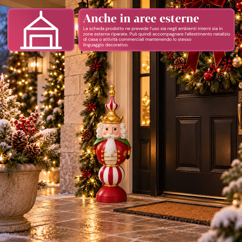 Kerstbeeldje van 76 cm van hars, decoratie van de kerstman en de notenkraker-soldaat, wit of rood