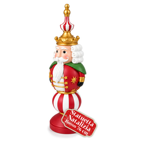 Kerstbeeldje van 76 cm van hars, decoratie van de kerstman en de notenkraker-soldaat, wit of rood