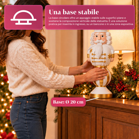 Kerstbeeldje van 76 cm van hars, decoratie van de kerstman en de notenkraker-soldaat, wit of rood