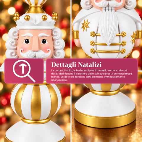 Kerstbeeldje van 76 cm van hars, decoratie van de kerstman en de notenkraker-soldaat, wit of rood
