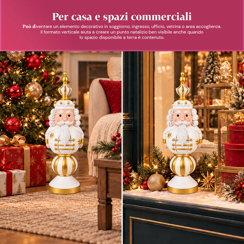 Kerstbeeldje van 76 cm van hars, decoratie van de kerstman en de notenkraker-soldaat, wit of rood