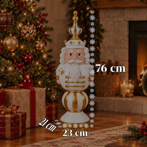 Kerstbeeldje van 76 cm van hars, decoratie van de kerstman en de notenkraker-soldaat, wit of rood