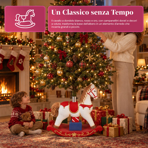 Base décorative pour sapin de Noël jusqu’à 180 cm – 7 sujets peints à la main en fer et magnésium, modèles avec lumières LED, fixation Ø 4 cm