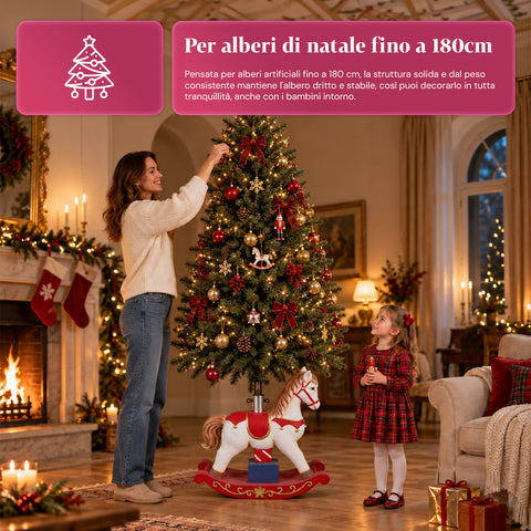 Base décorative pour sapin de Noël jusqu’à 180 cm – 7 sujets peints à la main en fer et magnésium, modèles avec lumières LED, fixation Ø 4 cm