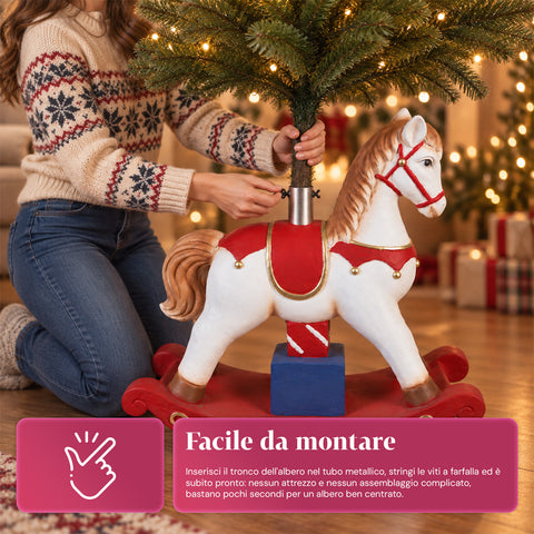 Base décorative pour sapin de Noël jusqu’à 180 cm – 7 sujets peints à la main en fer et magnésium, modèles avec lumières LED, fixation Ø 4 cm