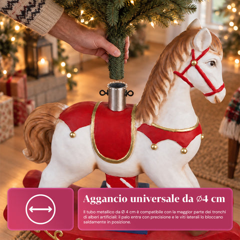 Base décorative pour sapin de Noël jusqu’à 180 cm – 7 sujets peints à la main en fer et magnésium, modèles avec lumières LED, fixation Ø 4 cm