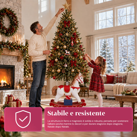 Base décorative pour sapin de Noël jusqu’à 180 cm – 7 sujets peints à la main en fer et magnésium, modèles avec lumières LED, fixation Ø 4 cm