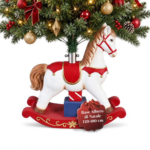 Base décorative pour sapin de Noël jusqu’à 180 cm – 7 sujets peints à la main en fer et magnésium, modèles avec lumières LED, fixation Ø 4 cm
