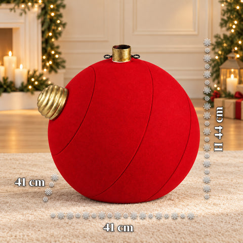 Grote kerstboomvoet met fluweeleffect, 41x41x44 cm, voor bomen tot 180 cm – voetafdekking met bevestiging Ø 4 cm, bordeauxrood en groen