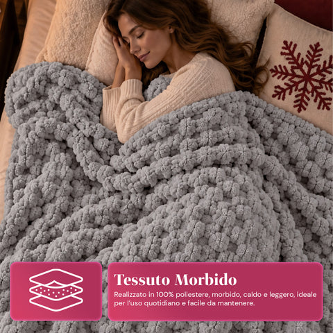 Set zachte en warme deken en pantoffels | zachte plaid 130x160 cm, pantoffels in één maat, 4 kleuren